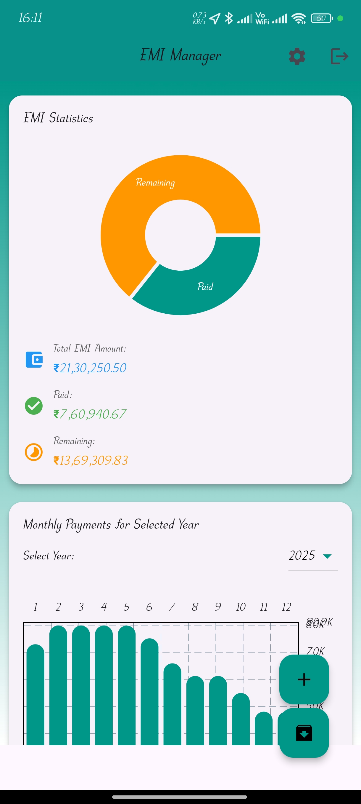 EMI Manager App Dashboard